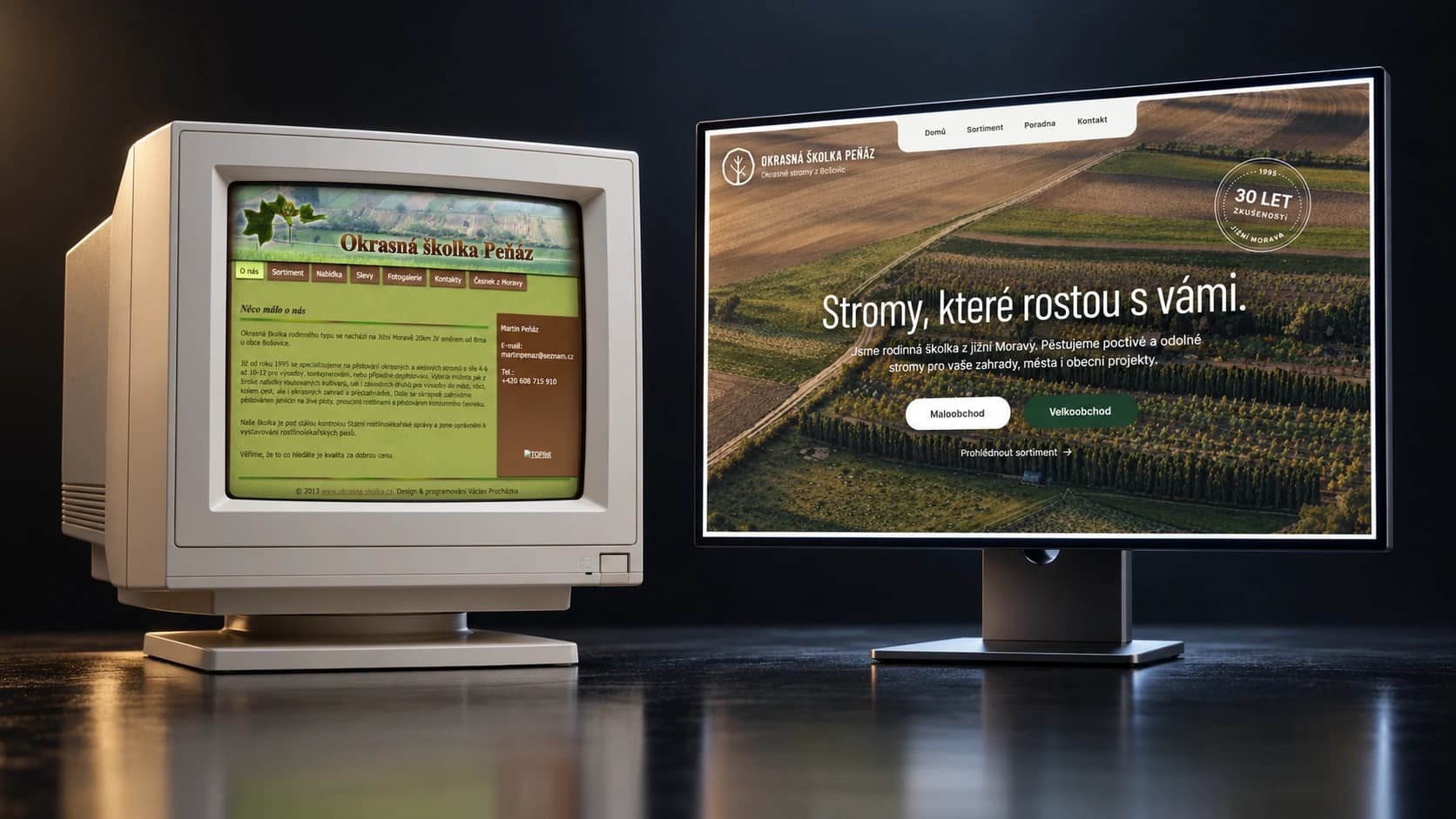 Okrasná školka Peňáz: web na monitoru