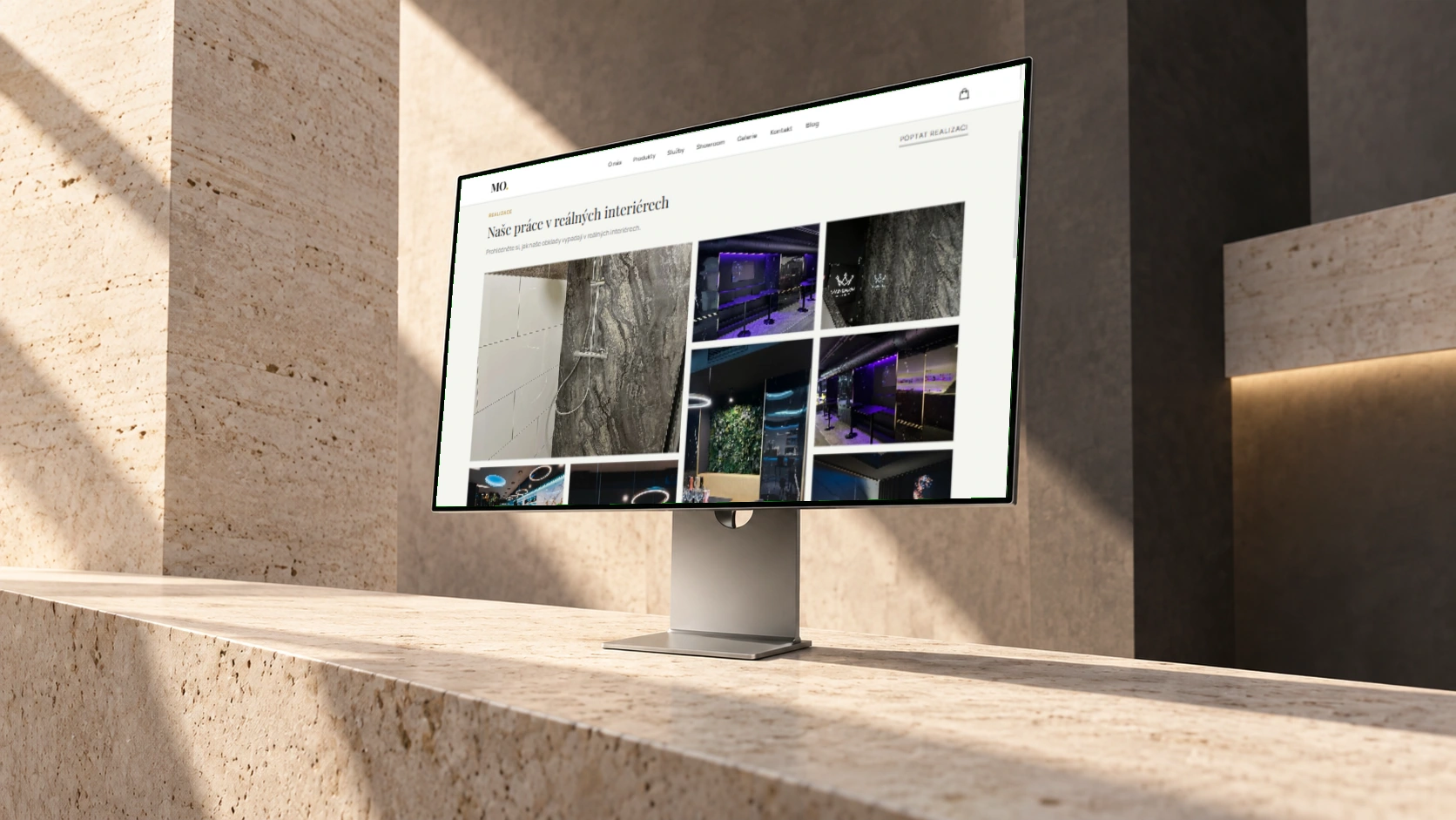 Moderní obklady — další část webu na monitoru