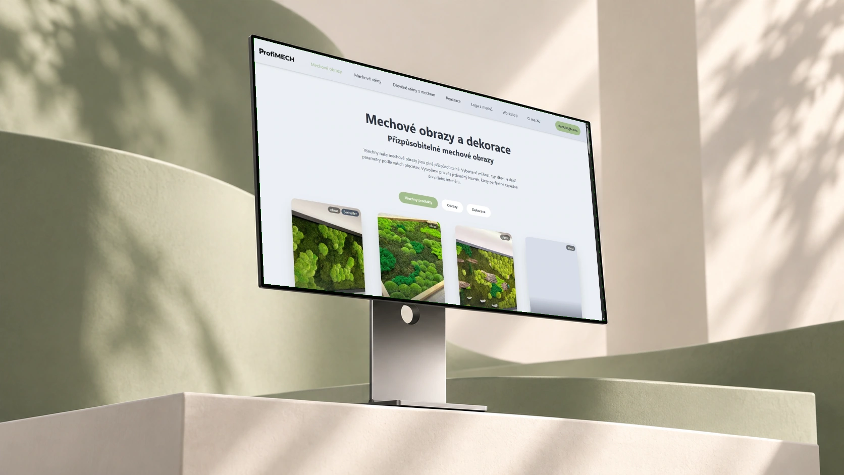 Profimech — další část webu na monitoru