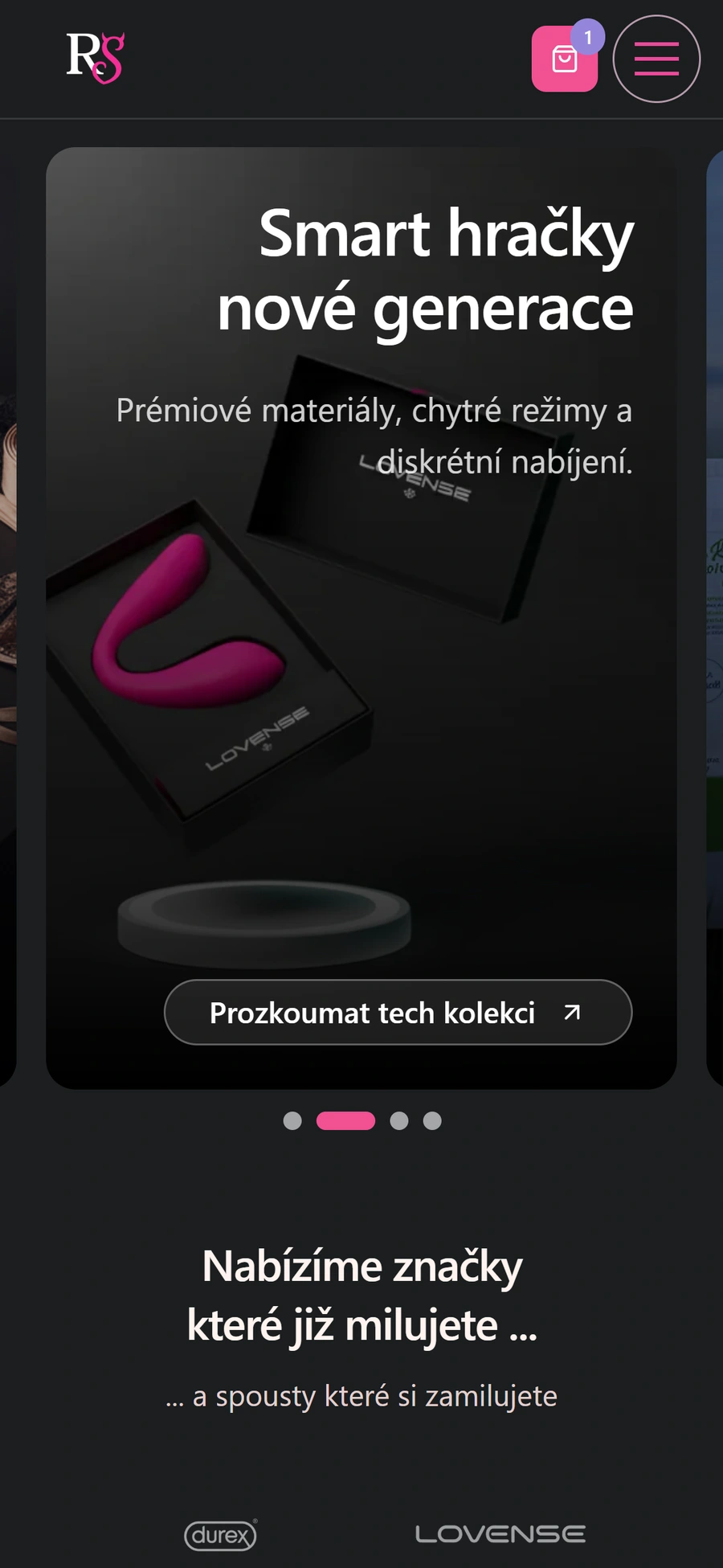 Růžový shop na skládacím telefonu