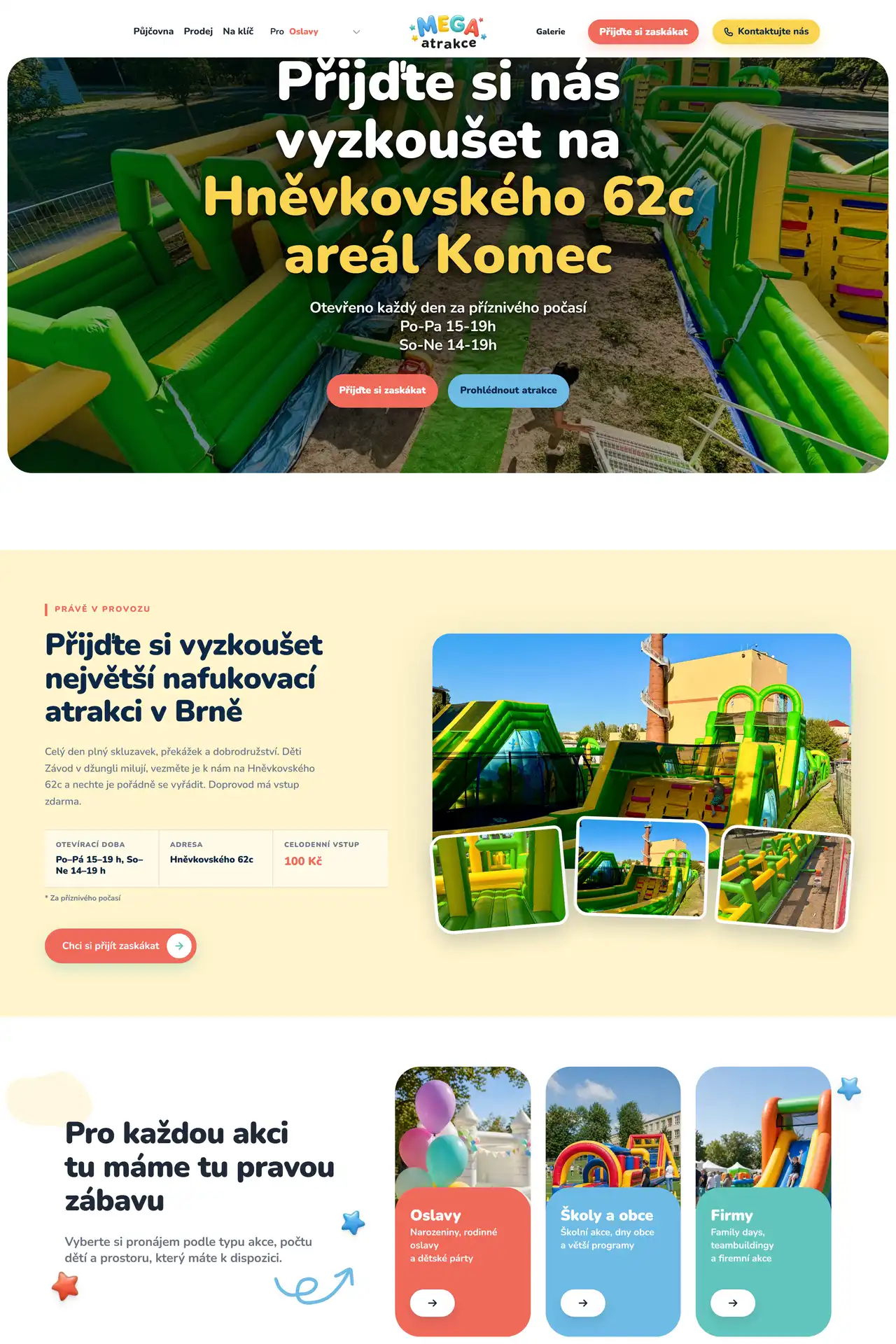 Megaatrakce: náhled webu na monitoru